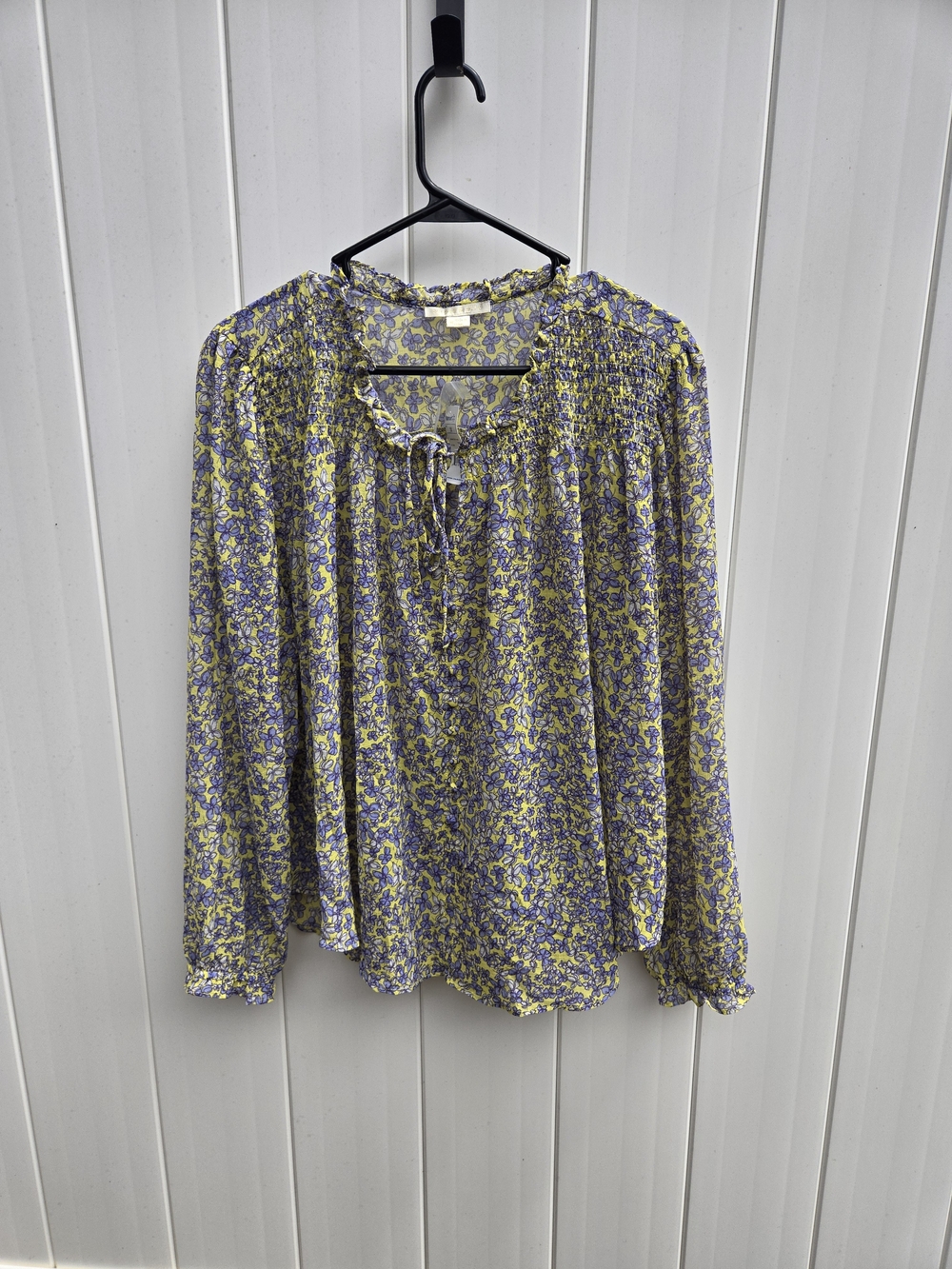 cooper & ella Yellow and Purple Floral Peasant Blouse 1x